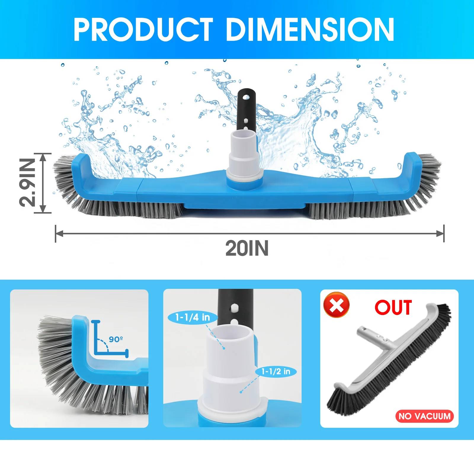 Pool Brushes Vacuum Cleaning Brush Head Accessories Suction Pool Vacuum Head Swimming Pool Cleaner With Curved Brush
