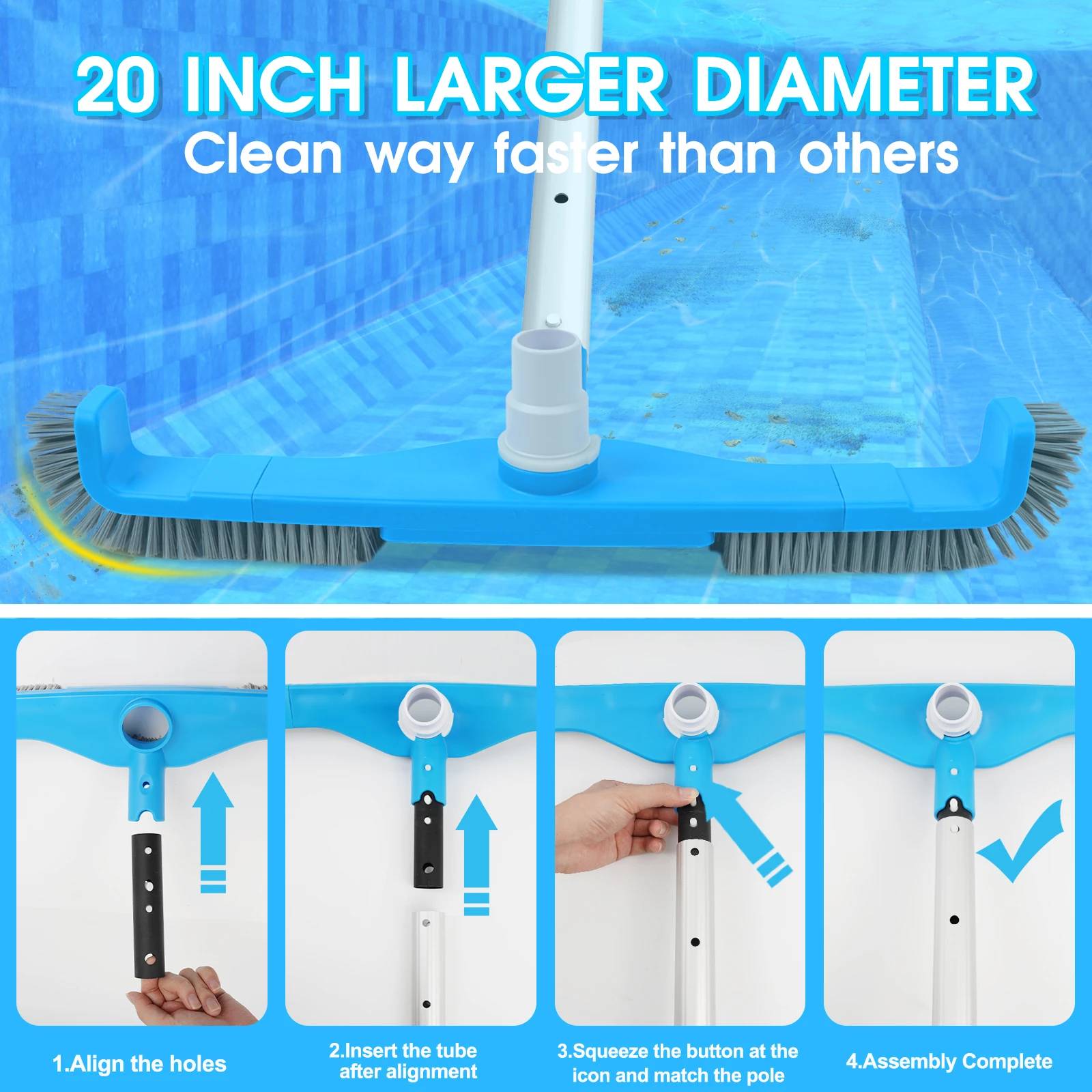 Pool Brushes Vacuum Cleaning Brush Head Accessories Suction Pool Vacuum Head Swimming Pool Cleaner With Curved Brush